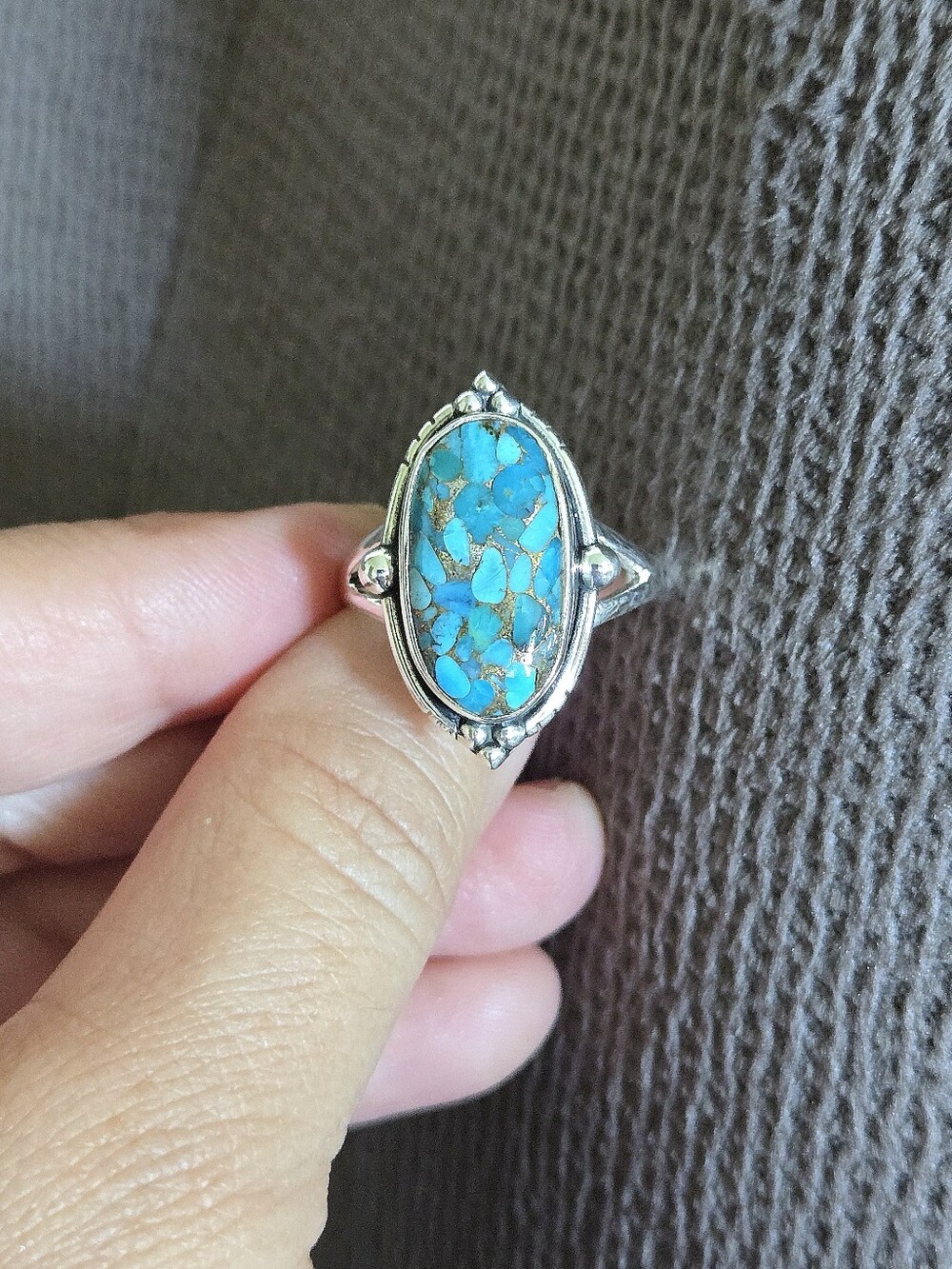 Shivam Oval Shaped Blue💙 Copper Turquoise Statement Ring💍 - NWT